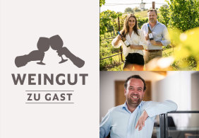 Weingut Lobner und Kracher Weingut zu Gast drei Personen in der Rechten Hälfte des Bildes