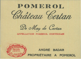 Elegantes Weinetikett in klassischem Design mit rotem Siegel.