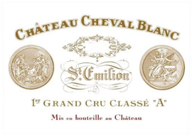 Klassisches Weinetikett mit goldener Schrift und zwei dekorativen runden Emblemen.