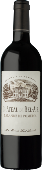 Dunkle Weinflasche mit elegantem Etikett und klassischer Schloss-Illustration.