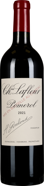 Dunkle Weinflasche mit rotem Kapselverschluss und eleganter cremefarbener Etikette.