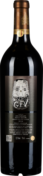 Dunkle Weinflasche mit elegantem Etikett und goldener Kapsel.