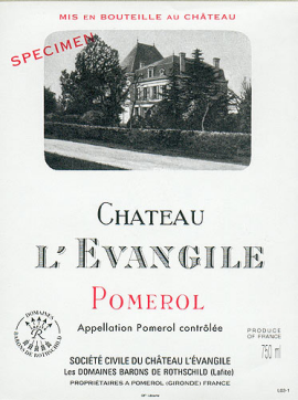 Weinetikett mit traditionellem Château und rotem, stilvollem Schriftzug.