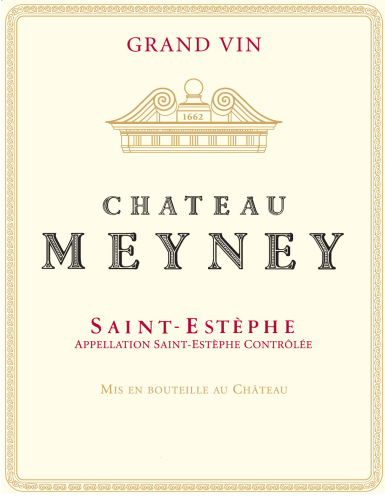 Etikett mit elegantem, klassischem Design und goldenen Akzenten.