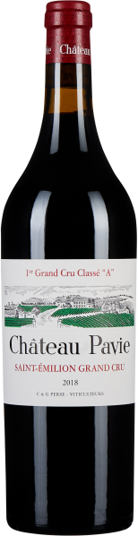 Dunkle Weinflasche mit elegantem Etikett und rotem Foliensiegel.