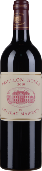 Rotweinflasche mit rotem Etikett und Schlossabbildung.