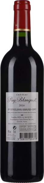 Weinflasche mit rotem Verschluss und elegantem, weißem Etikett.