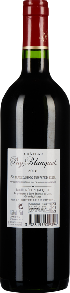 Dunkle Weinflasche mit rotem und grünem Hals, weißes Etikett.