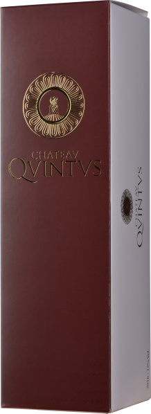 Weinbox mit goldener Verzierung auf braunem Grund, elegantes Design.