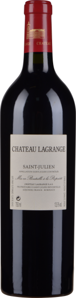 Dunkle Weinflasche mit rotem Hals und elegantem, cremefarbenem Etikett.