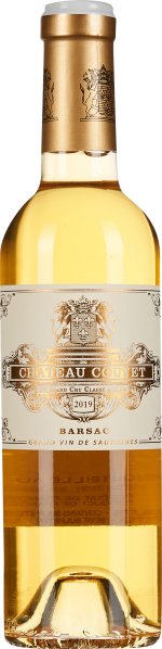 Goldener Wein in eleganter Flasche mit verziertem Etikett und glänzendem Verschluss.