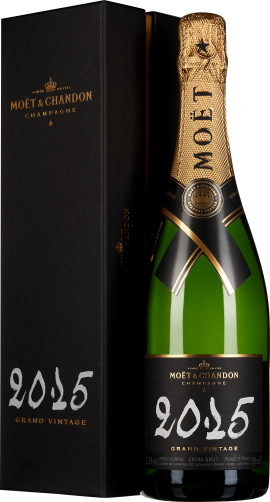 Grüne Champagnerflasche mit goldener Kappe und schwarzer Verpackung.