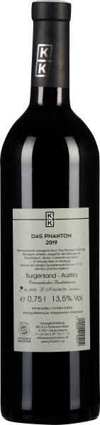 Dunkle Weinflasche mit schlichtem Etikett und schwarzem Verschluss.