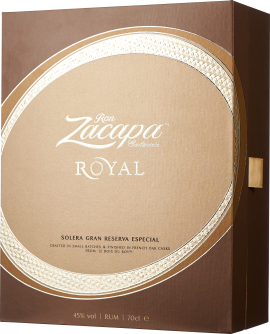 Braune Verpackung mit goldenen, glänzenden Verzierungen und elegantem Schriftzug.