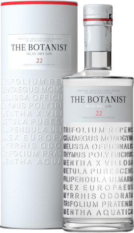 Klarer Gin mit botanisch geprägter Flasche und passender, eleganter Verpackung.