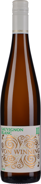 Braune Flasche mit weißem Etikett und goldenem, verschnörkeltem Design.