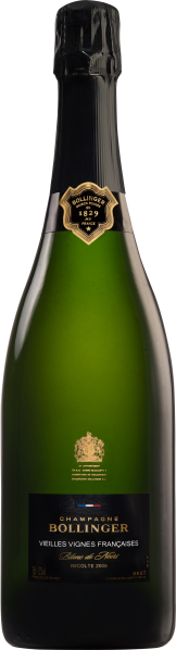 Grüne Champagnerflasche mit schwarzem Etikett und goldenen Details.