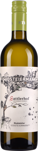 Grüne Weinflasche mit künstlerischem Etikett, dunklem Glas und grünem Schraubverschluss.