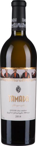 Weinflasche mit künstlerischem Etikett und schwarzem Schraubverschluss.