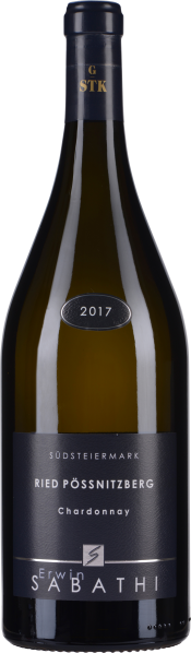 Braune Weinflasche mit dunklem Etikett und blauem Flaschenhals.