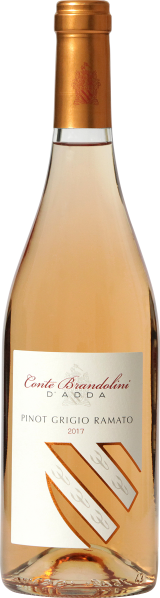 Flasche roséfarbener Wein mit goldener Kapsel und elegantem Etikett.