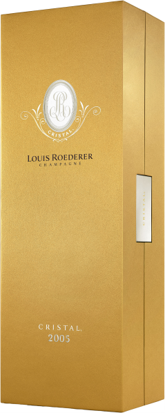 Goldene Champagnerverpackung, elegant mit silbernen und weißen Akzenten verziert.