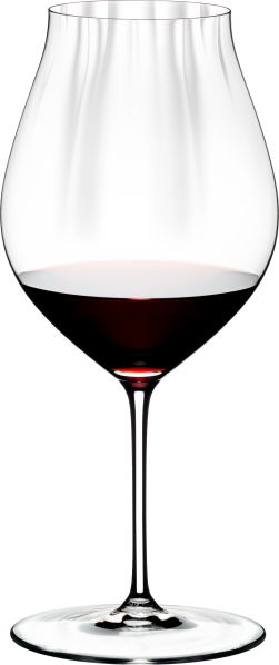 Elegantes Weinglas mit breitem Kelch und schmalem Stiel, teilweise gefüllt mit Rotwein.