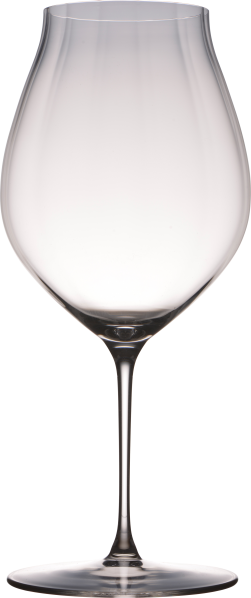 Elegantes, transparentes Weinglas mit langer, schmaler Stiel und geräumiger Kelchform.