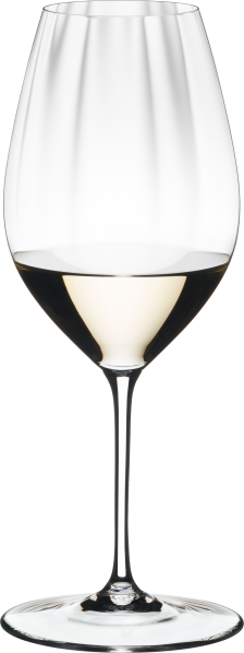 Elegantes Weinglas mit langem Stiel und klarer, geschwungener Kelchform.