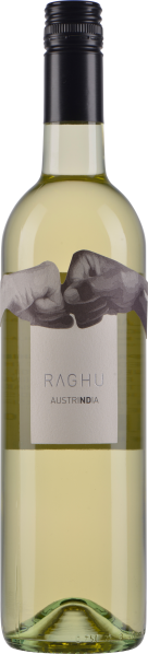 Klares, hellgelbes Weinflasche-Design mit schlichtem Etikett und schwarzen Schraubverschluss.