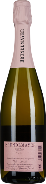 Sektflasche mit rosafarbener Folie und Etikett aus hellrosa Papier.