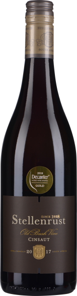 Dunkle Weinflasche mit goldener Kapsel und eleganter Etikettgestaltung.