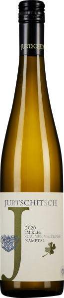 Grün-gelbe Weinflasche mit elegantem, schlichtem Etikett und schwarzem Schraubverschluss.