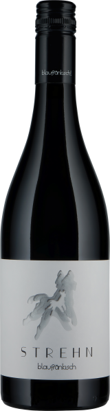 Schlichte Weinflasche mit elegantem, minimalistischem Etikett und schwarzem Schraubverschluss.