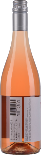 Roséweinflasche mit silbernem Schraubverschluss, leuchtend orange-rosa Farbton.