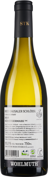 Klare, elegante Weinflasche mit schwarzem Verschluss und detailliertem Etikett.