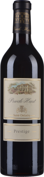 Dunkle Weinflasche mit elegantem Etikett und goldenen Verzierungen.