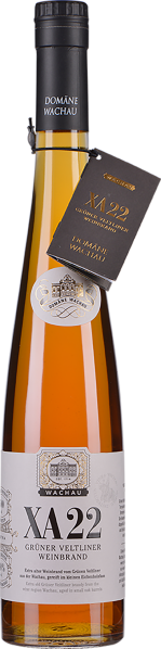 Schlanke Flasche mit bernsteinfarbenem Inhalt und elegantem schwarzem Verschluss.