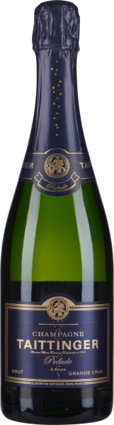 Dunkelblaue Champagnerflasche mit elegantem Etikett und goldenen Details.