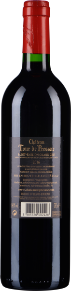 Dunkle Weinflasche mit rotem Kapselverschluss und elegantem Etikett.