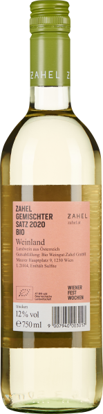 Klarer Weißwein in grüner Flasche mit schlichtem Etikett und Schraubverschluss.