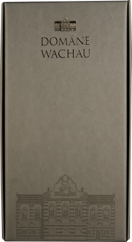 Dunkle Geschenkbox mit elegantem Gebäudeaufdruck und schlichter Aufschrift.