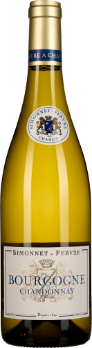 Goldene Weinflasche mit blauem Hals-Etikett und elegantem Hauptetikett.