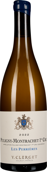 Die Abbildung zeigt eine elegante Weinflasche mit einer satinierten, bernsteinfarbenen Glasoberfläche. Die Flasche hat einen blauen Folienverschluss und ein cremefarbenes Etikett mit einem Wappen in der Mitte.