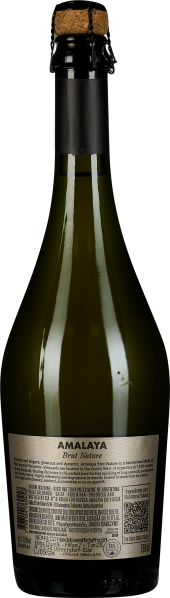 Grüne Weinflasche mit schwarzem Hals und Korken, Etikett auf der Rückseite.