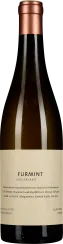 Flasche Weißwein mit bronzefarbener Kapsel und schlichtem, cremefarbenem Etikett mit schwarzer Aufschrift.
