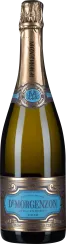 Flasche mit goldener Kapsel und blau-goldenem Etikett, präsentiert in edlem Design.