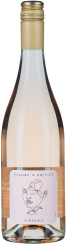Roséweinflasche mit goldenem Schraubverschluss und elegantem Etikett im minimalistischen Design.