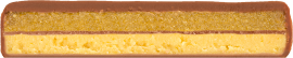 Schichtdessert mit gelbem und goldenem Kern, umhüllt von Schokolade.
