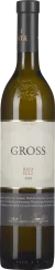 Grüne Weinflasche mit schwarzem Hals und goldener Prägung. Das Etikett in cremefarben zeigt minimalistische Gestaltung mit elegantem Schriftzug. Darunter ein dunklerer Abschnitt mit goldener Unterschrift.
